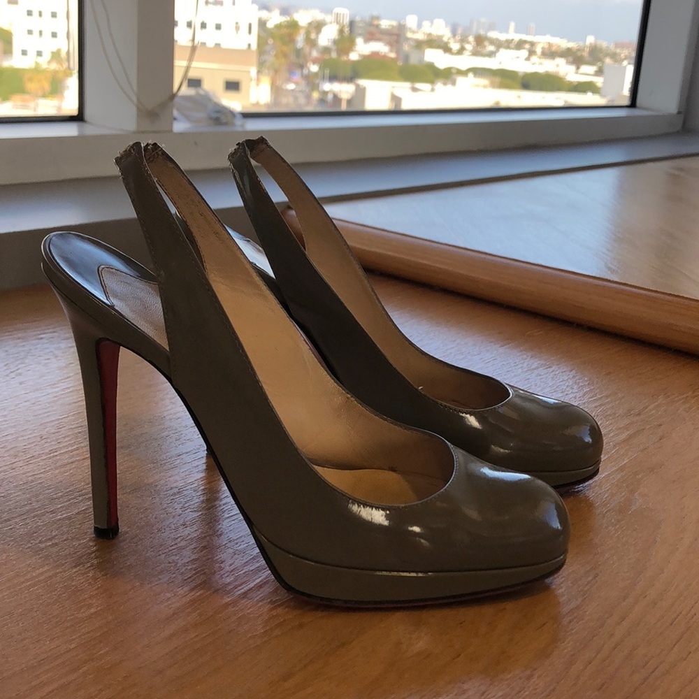 Christian Louboutin Patent Grey Slingbacks 36.5